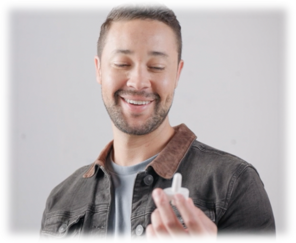 Man looking at neffy smiling